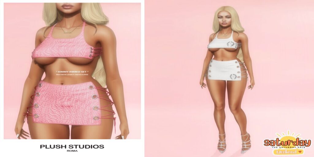 Kimmy Outfit - Freya/Inithium/Legacy/Maitreya	<a href="https://maps.secondlife.com/secondlife/Plush%20Studios/111/156/22" target="_blank">Teleport</a>
