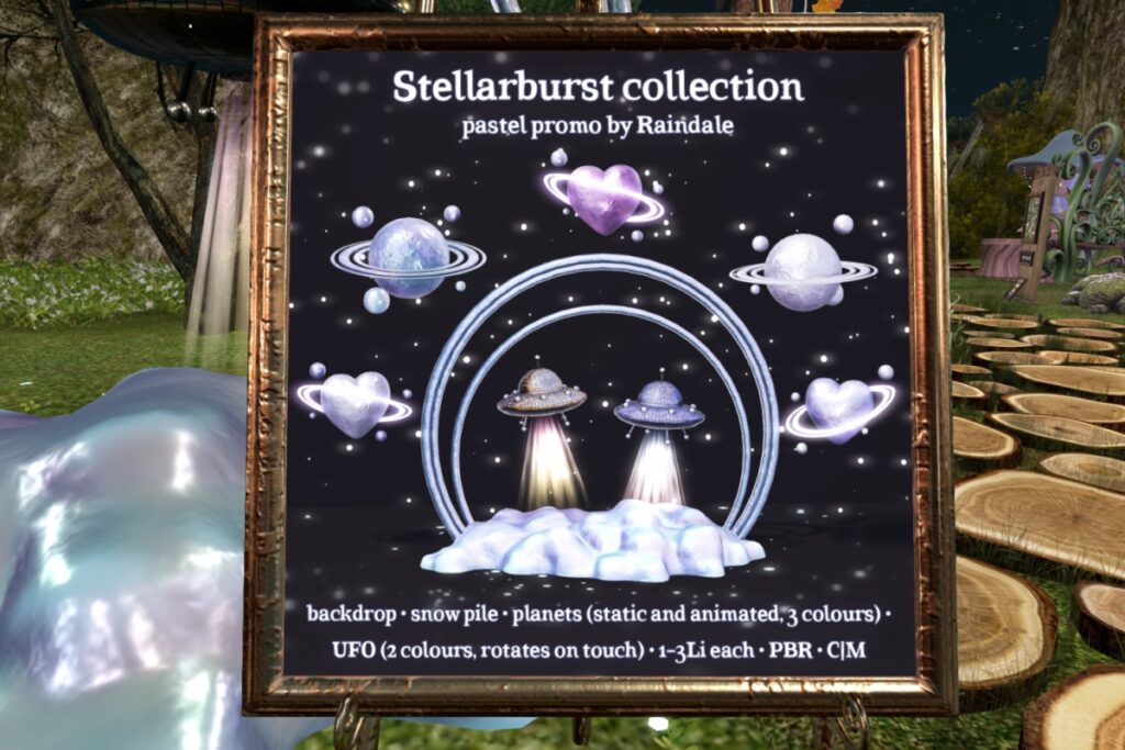 Stellarburst	<a href="http://maps.secondlife.com/secondlife/Hazel%20Woods/157/122/26" target="_blank">Teleport</a>