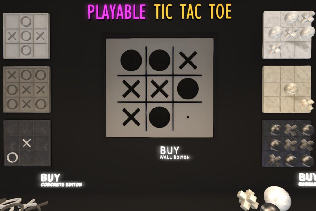 Playable Tic-Tac-Toe, L$200-L$250 each