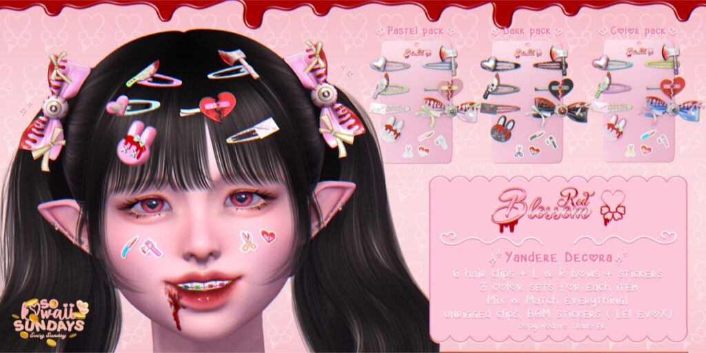 Yandere Decora Accessories - EvoX	<a href="https://maps.secondlife.com/secondlife/Anhedonia/112/132/998" target="_blank">Teleport</a>