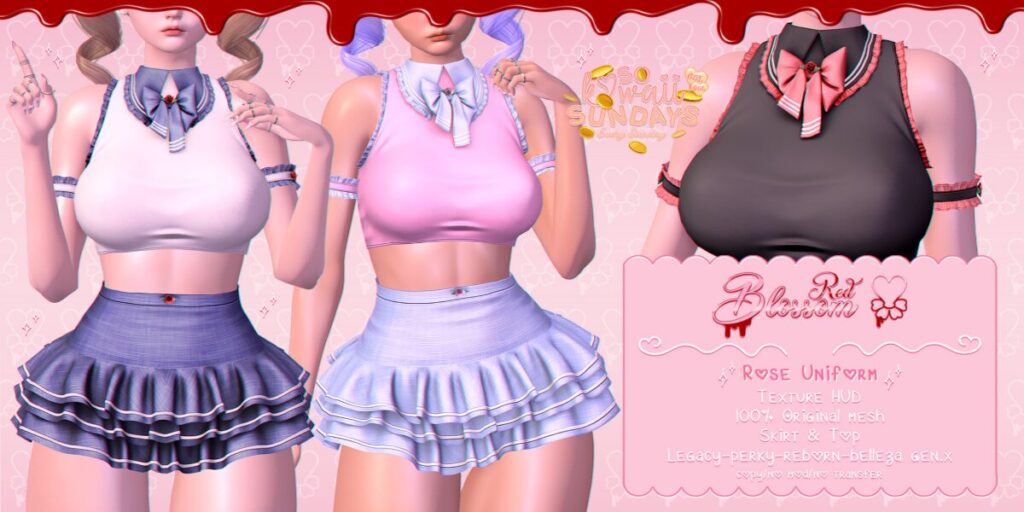 Rose Uniform - GenX/Legacy/Reborn/+mods	<a href="https://maps.secondlife.com/secondlife/Anhedonia/112/132/998" target="_blank">Teleport</a>