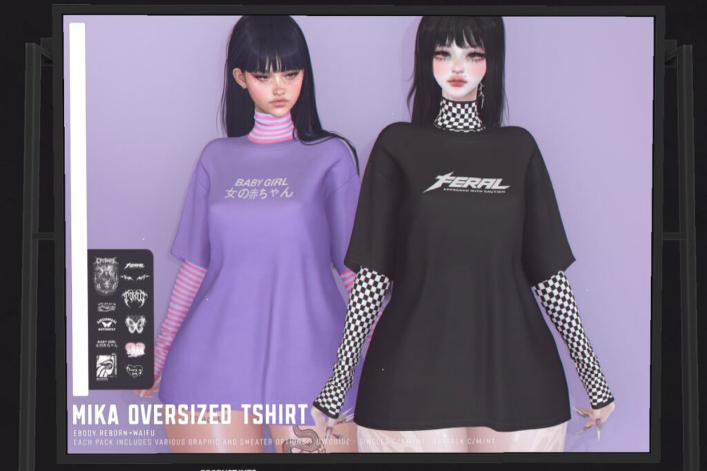 Mika Oversized Tshirt - Reborn/+mods, L$390 each/L$1750 FP