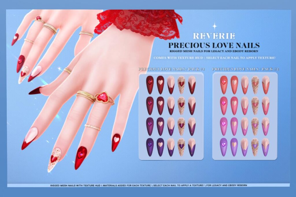 Precious Love Nail Sets - Legacy/Reborn, L$250 each/L$500 FP