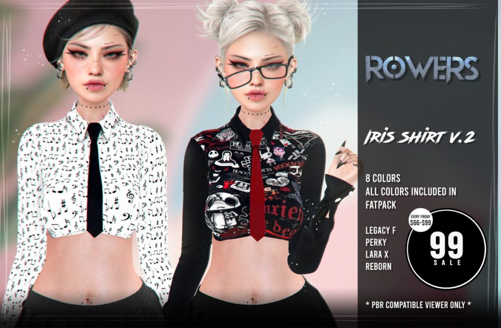 Iris Shirt V2 - Legacy/MaitreyaX/Reborn/+mods	<a href="http://maps.secondlife.com/secondlife/Rosehaven/196/127/2501" target="_blank">Teleport</a>