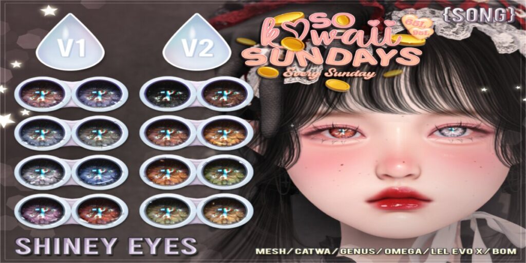 Shiney Eyes - BOM/Catwa/EvoX/Genus/Mesh/Omega	<a href="https://maps.secondlife.com/secondlife/Land%20Rentals/223/83/1064" target="_blank">Teleport</a>