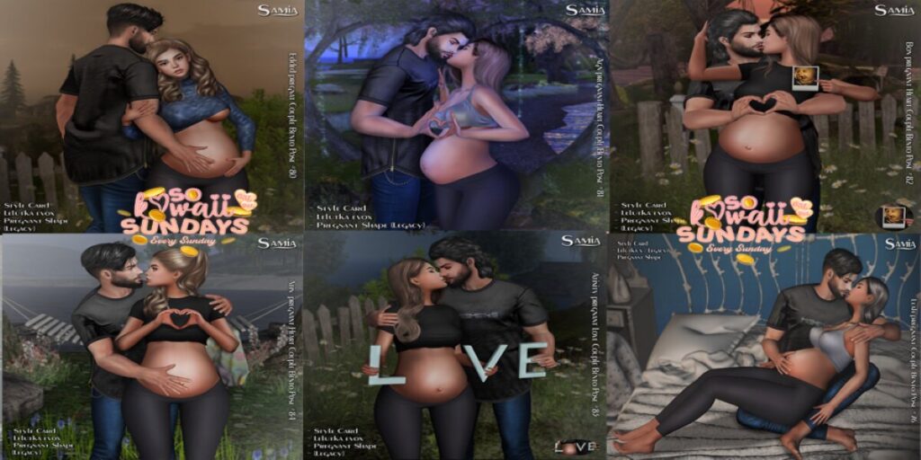 Pregnancy Couples Poses	<a href="http://maps.secondlife.com/secondlife/District%20Blue/210/106/3006" target="_blank">Teleport</a>
