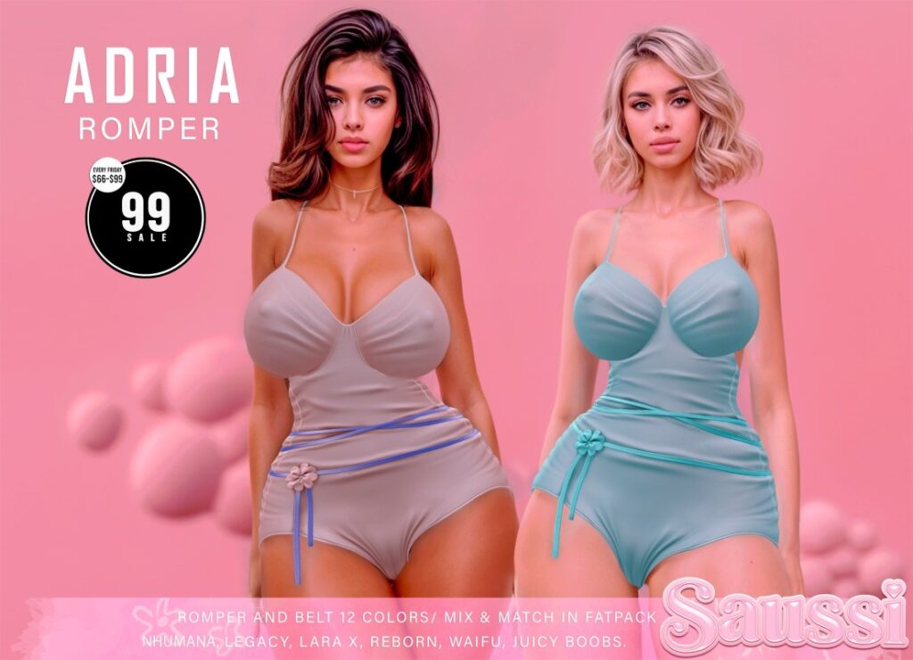 Adria Romper - Legacy/MaitreyaX/Nhumana/Reborn/+mods	<a href="http://maps.secondlife.com/secondlife/Sunny%20Ridge/53/106/1001" target="_blank">Teleport</a>
