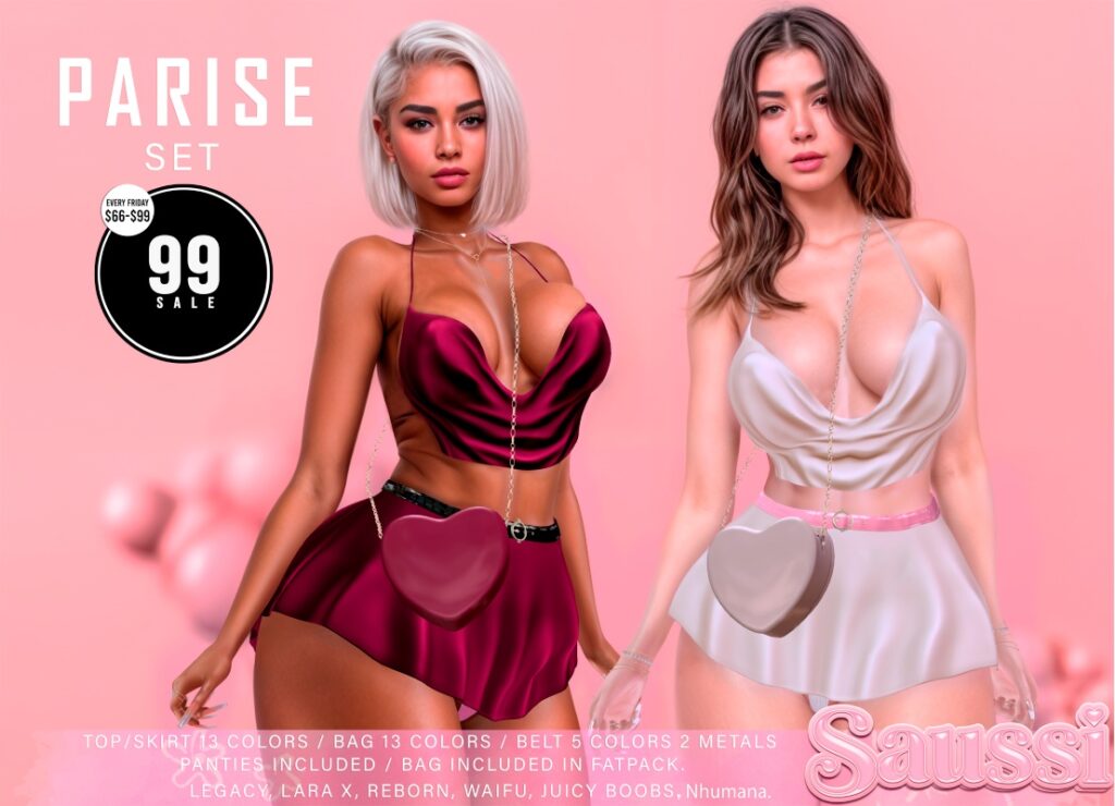 Parise Set - Leagacy/MaitreyaX/Nhumana/Reborn/+mods	<a href="http://maps.secondlife.com/secondlife/Sunny%20Ridge/53/106/1001" target="_blank">Teleport</a>