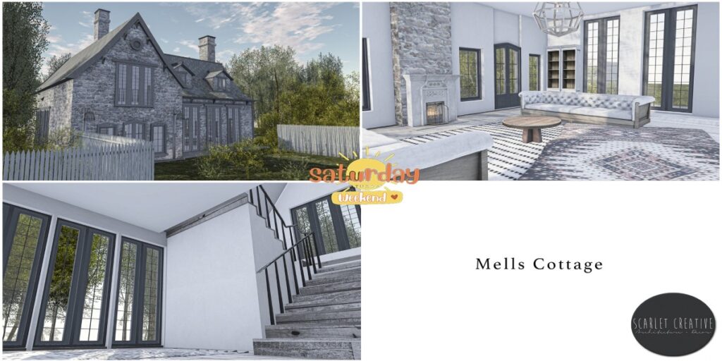 Mells Cottage	<a href="http://maps.secondlife.com/secondlife/Scarlet%20Creative/59/64/21" target="_blank">Teleport</a>