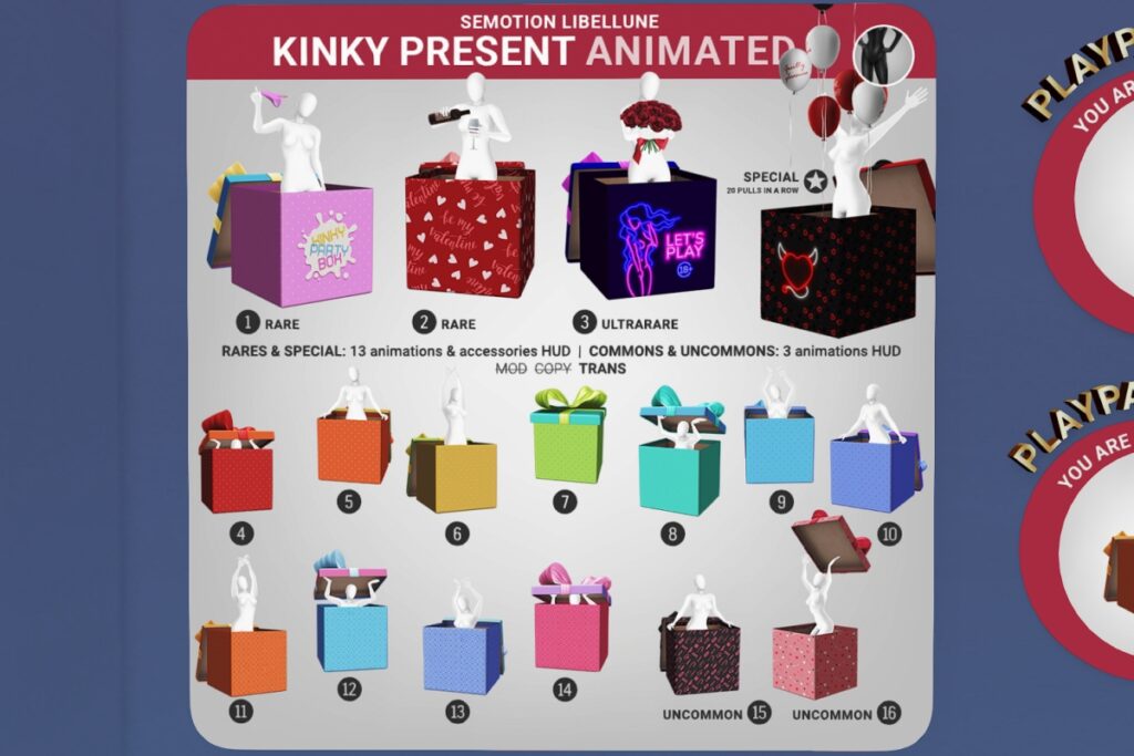 Kinky Present Gacha, L$88 per play