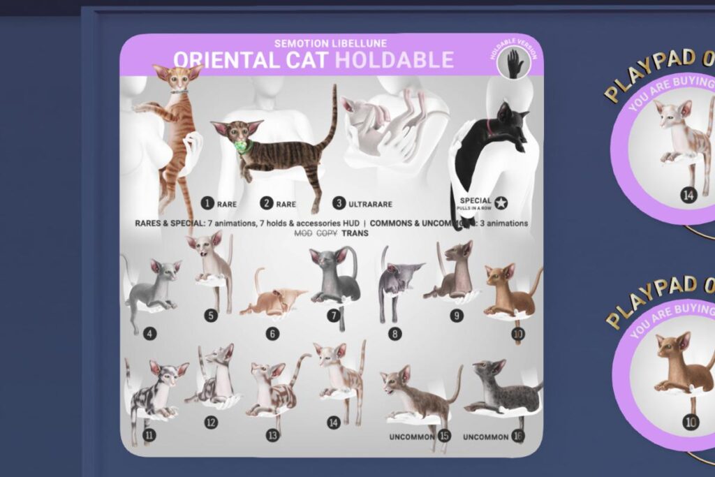 Oriental Cat, L$88 per play