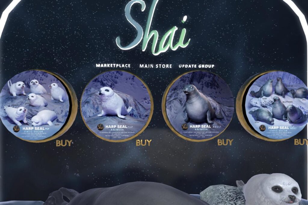 Harp Seal Pup Animesh &amp; Decor, L$599-L$899 each