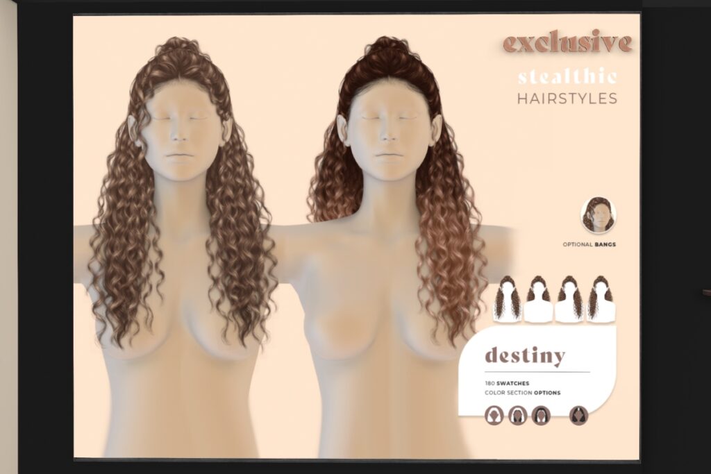 Destiny Hairstyle, L$399 each/L$199 Update HUD/L$598 FP