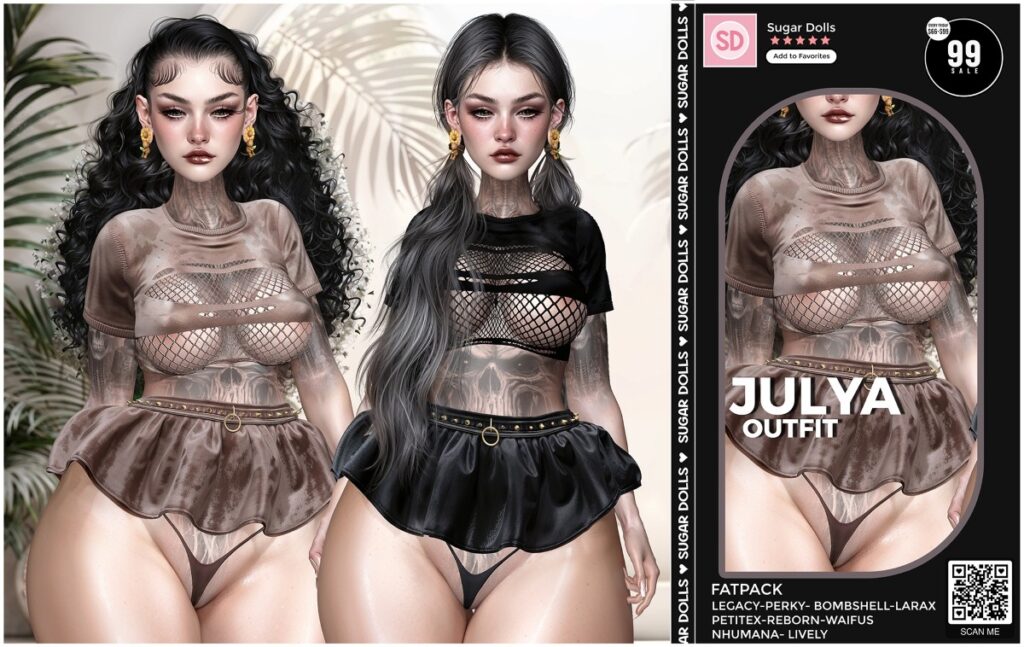 Julya Outfit - Legacy/MaitreyaX/Nhumana/Reborn/+mods	<a href="http://maps.secondlife.com/secondlife/Woodland%20Realm/192/190/23" target="_blank">Teleport</a>