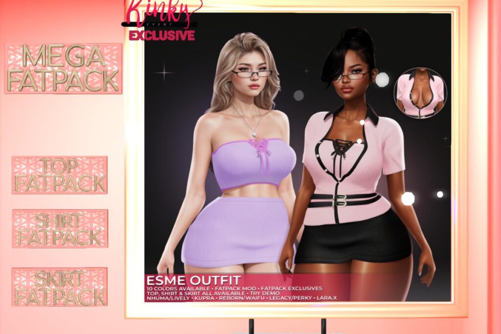 Esme Top, Shirt, &amp; Skirt - Legacy/MaitreyaX/Reborn/+mods, L$199 each/L$899 each FP/L$1999 MP