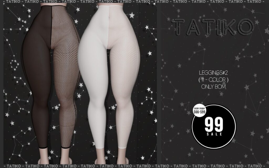 Leggings #2 - BOM	<a href="http://maps.secondlife.com/secondlife/Legends%20Place/116/126/1022" target="_blank">Teleport</a>