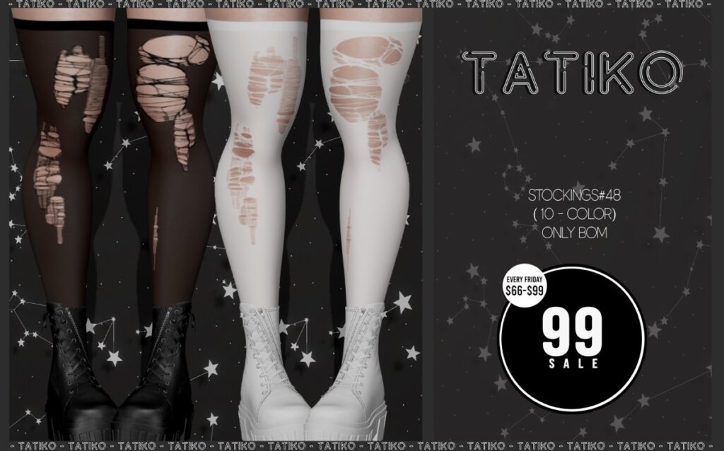Stockings #48 - BOM	<a href="http://maps.secondlife.com/secondlife/Legends%20Place/116/126/1022" target="_blank">Teleport</a>