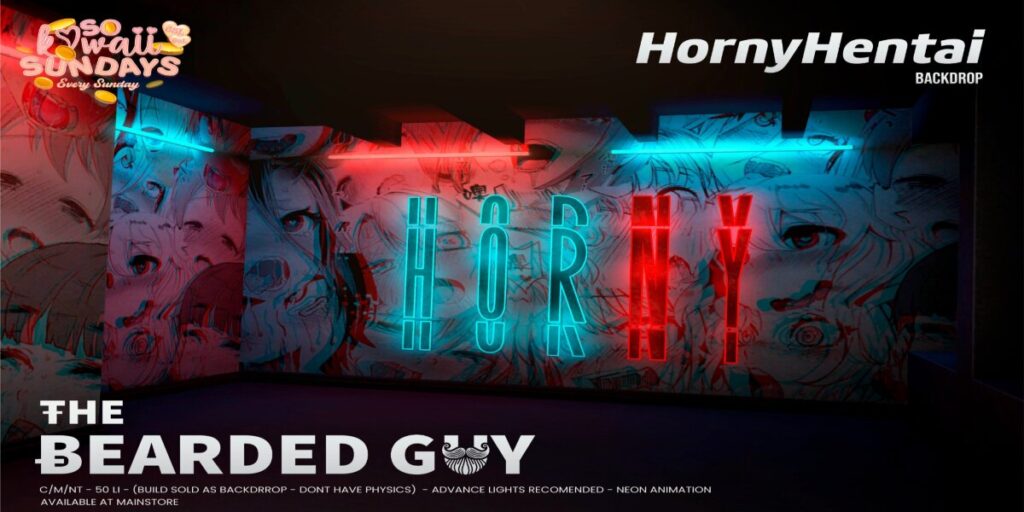 Horny Hentai Backdrop	<a href="http://maps.secondlife.com/secondlife/Moonwall/169/121/32" target="_blank">Teleport</a>