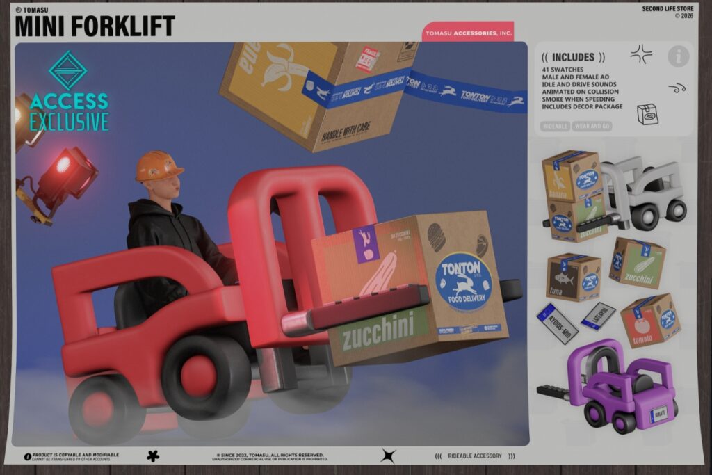 Mini Forklift Driveable Vehicle, L$345 FP