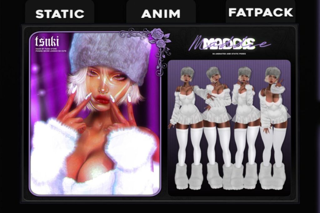 Maddie Pose Set, L$88-L$288 each/L$388 FP