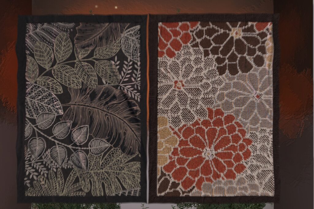 Area Rug Lined Floral Rug |  The Moon Above 	<a href="http://maps.secondlife.com/secondlife/Adventure/83/135/27" target="_blank">Teleport</a>