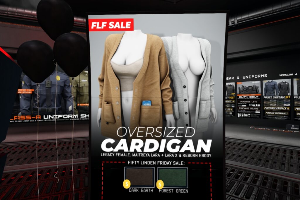 Oversized Cardigan - Legacy/Maitreya/Reborn/+mods	<a href="http://maps.secondlife.com/secondlife/Classified/167/192/1002" target="_blank">Teleport</a>