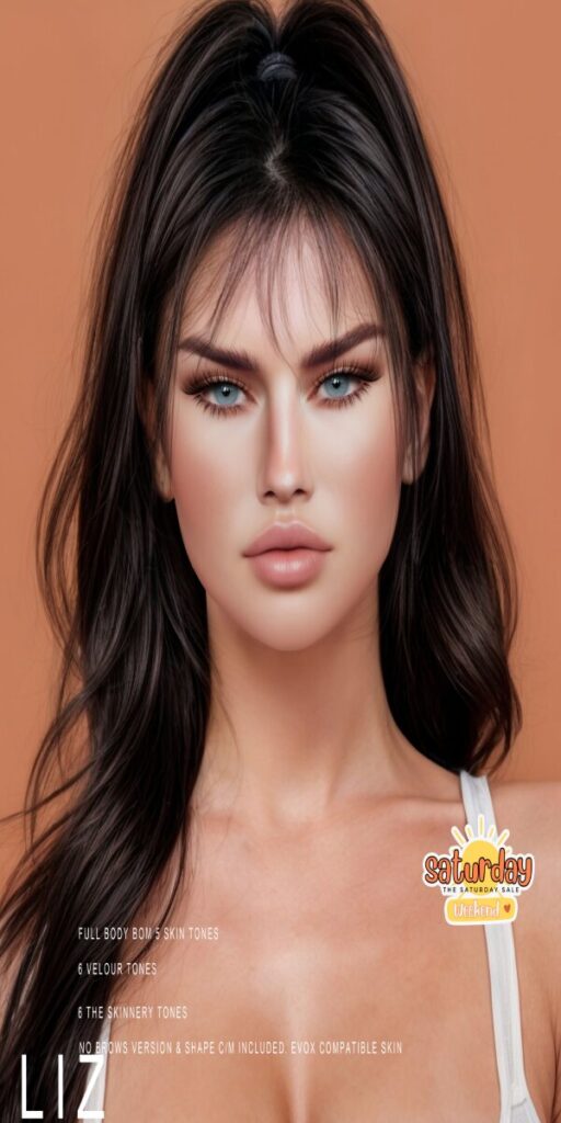 Liz Skin - BOM/EvoX	<a href="http://maps.secondlife.com/secondlife/Vintage%20Romance/121/167/900" target="_blank">Teleport</a>