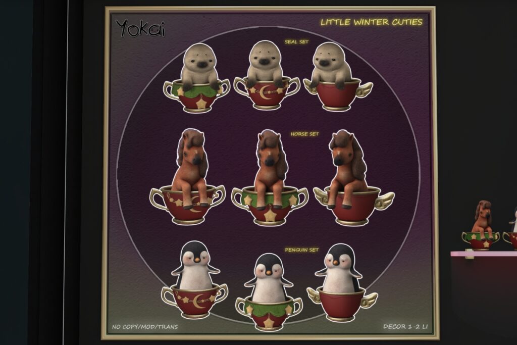 Little Winter Cuties Decor Set, L$169 each/L$449 FP