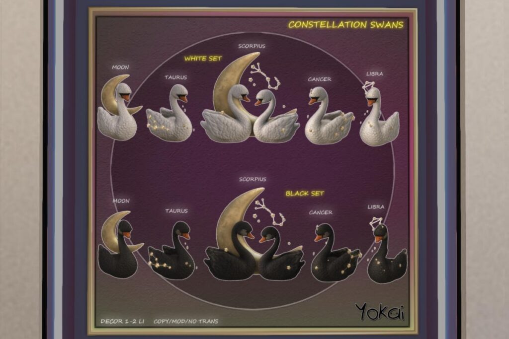 Constellation Swans, L$188 each