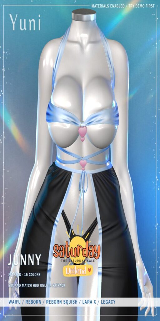 Junny Outfit - Legacy/MaitreyaX/Reborn/+mods	<a href="http://maps.secondlife.com/secondlife/Neith/154/244/3201" target="_blank">Teleport</a>