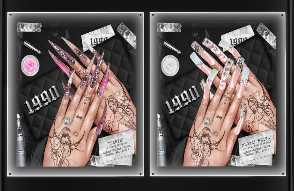Paris Mesh Nails &amp; Floral Bling Mesh Nails - Inithium/Legacy/MaitreyaX/Reborn/Yentements, L$199 each
