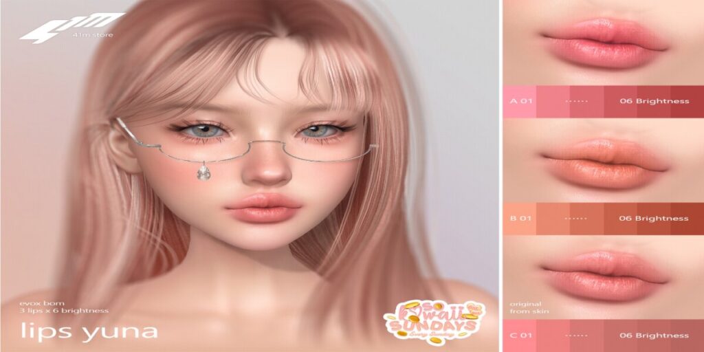 Yuna Lipstick - EvoX	<a href="http://maps.secondlife.com/secondlife/Destiny%20Islands/100/100/27" target="_blank">Teleport</a>