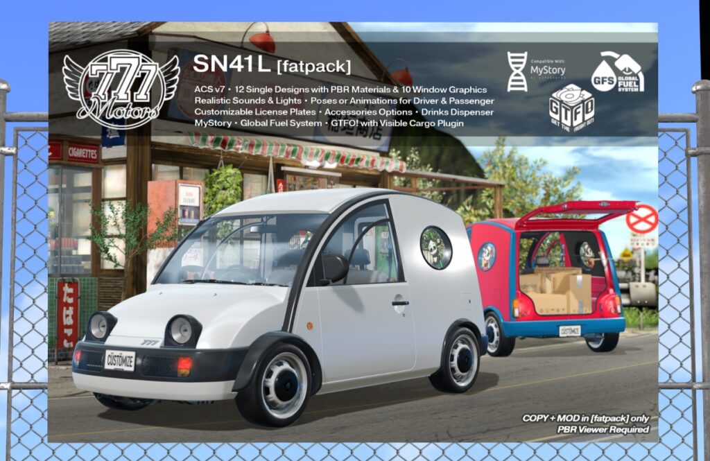 SN41L Driveable Car, L$649 each/L$1999 FP