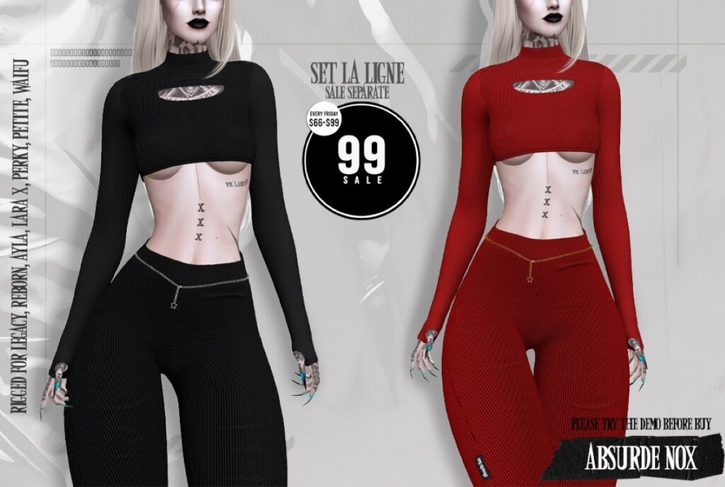 La Ligne Top &amp; Pants - Ayla/Legacy/MaitreyaX/Reborn/+mods	<a href="http://maps.secondlife.com/secondlife/Silver%20City/187/195/1802" target="_blank">Teleport</a>