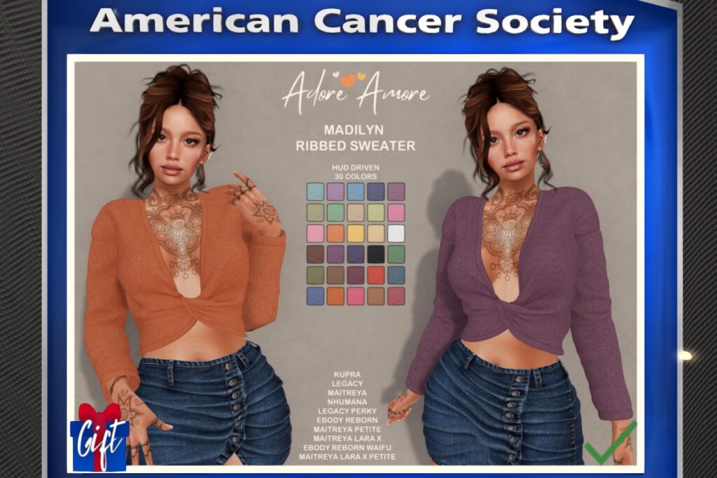 Madilyn Ribbed Sweater - Inithium/Legacy/Maitreya/Nhumana/Reborn/+mods, L$175