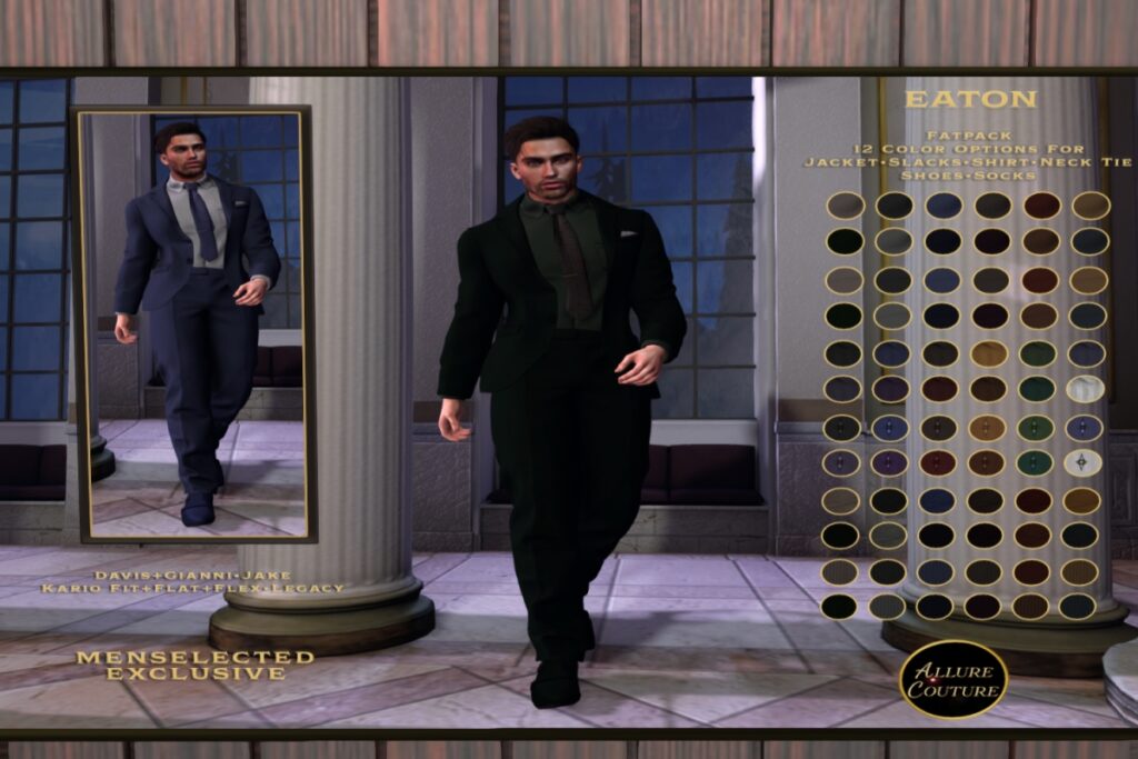 Eaton Suit - Kairo/Legacy M/Signature/+Mods, L$75 each/L$207 FP