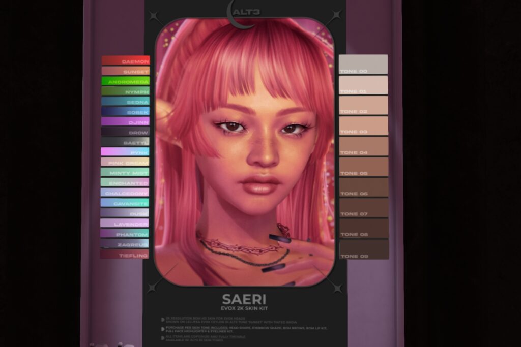 Saeri Skin - EvoX, L$550 each/L$2800 FP