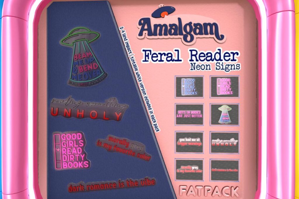 Feral Reader Neon Signs, L$199 each/L$549 FP
