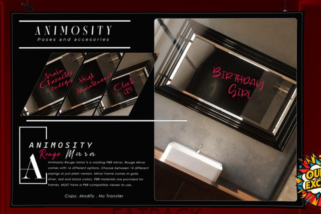 Rouge Mirror, L$199 each/L$799 FP