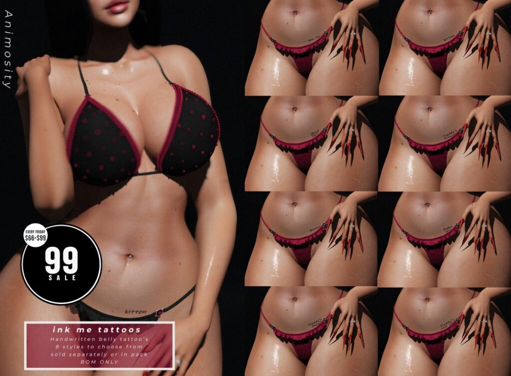 Ink Me Tattoos - BOM	<a href="http://maps.secondlife.com/secondlife/Cravone/198/133/30" target="_blank">Teleport</a>