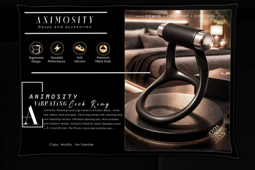 Vibrating Cock Ring - Aeros Obsidian, L$350 each