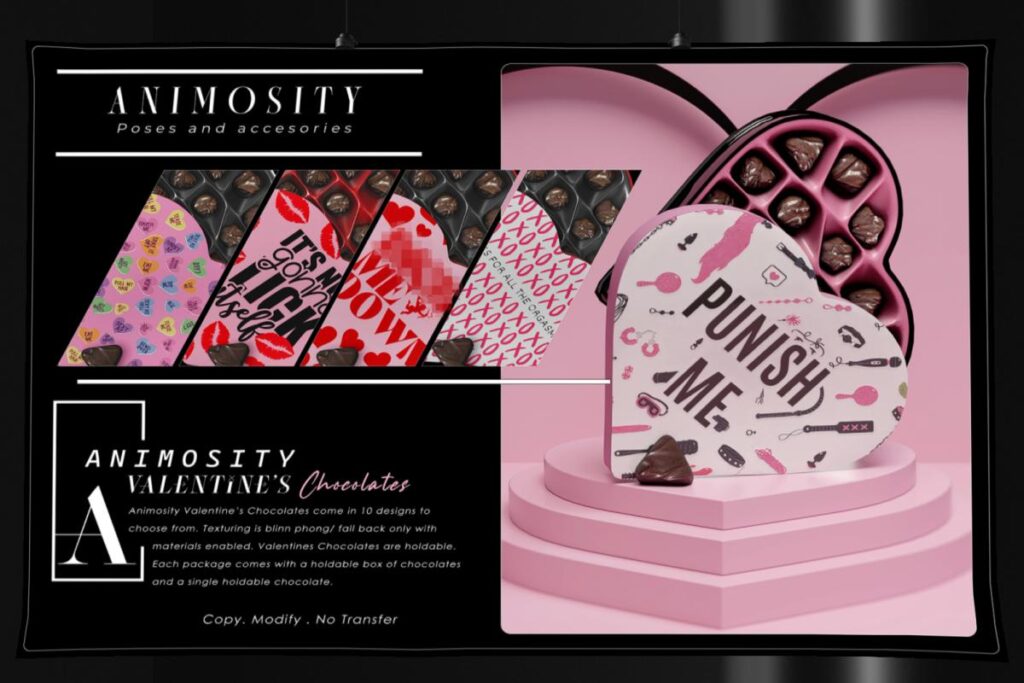 Valentines Chocolate, L$249 each/L$899 FP