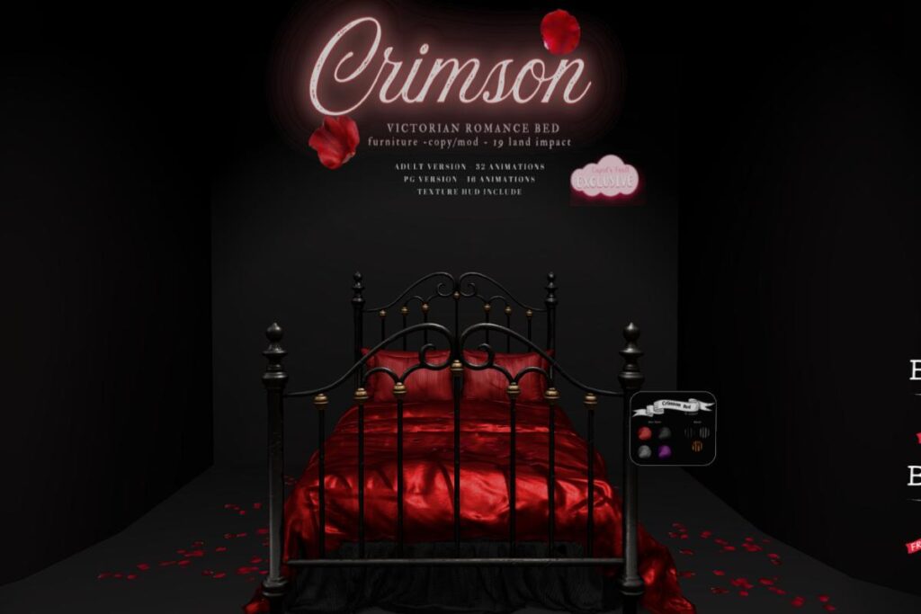 Crimson Bed, L$499-L$699 each