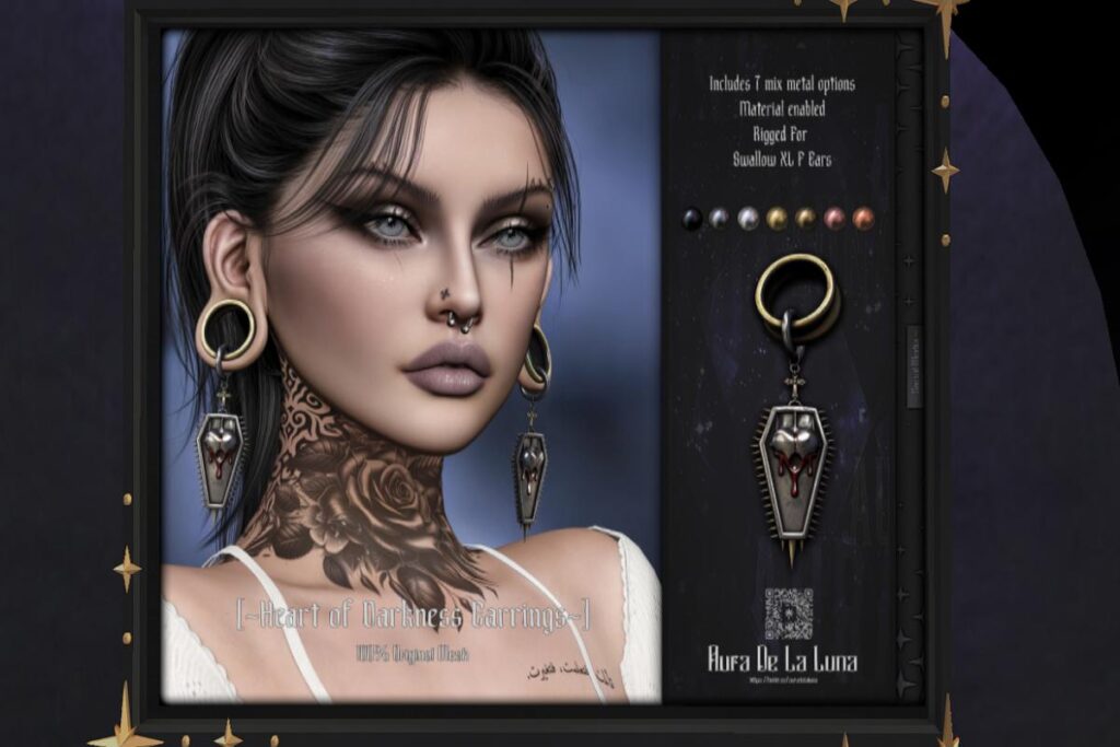 Heart of Darkness Earrings - Swallow Gauged XL F Ears, L$350