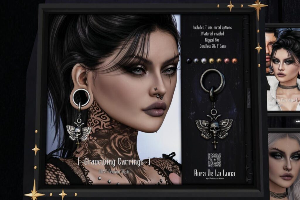 Gravewing Earrings - Swallow XL F Ears, L$350