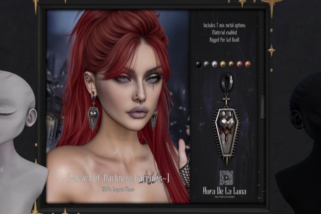 Heart of Darkness Earrings - EvoX F Ears, L$350