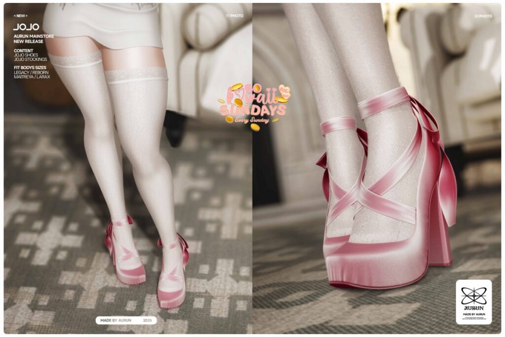 Jojo Shoes &amp; Stockings - Legacy/Maitreya/Reborn/+mods	<a href="http://maps.secondlife.com/secondlife/Perfectland/226/160/2531" target="_blank">Teleport</a>