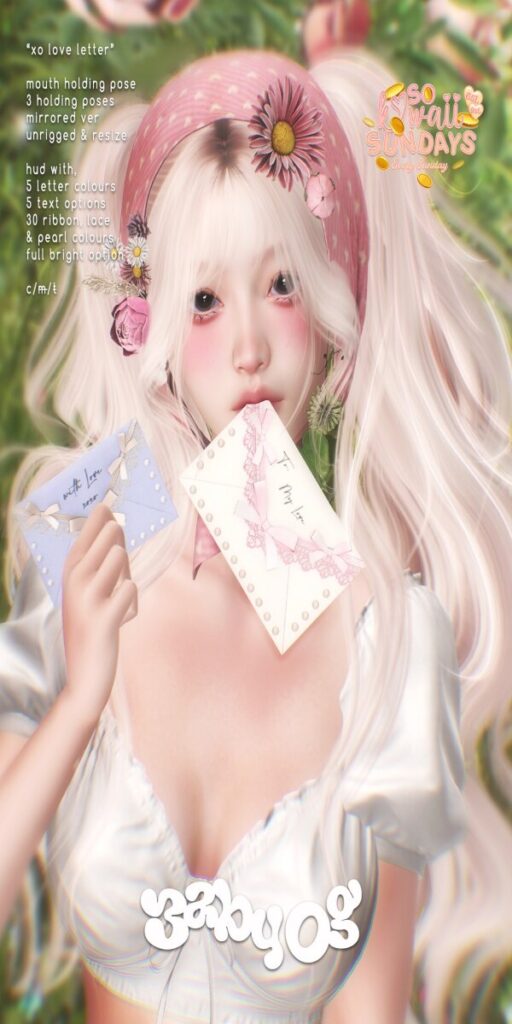 XO Love Letter Holdable	<a href="https://maps.secondlife.com/secondlife/Hayfield/191/131/706" target="_blank">Teleport</a>
