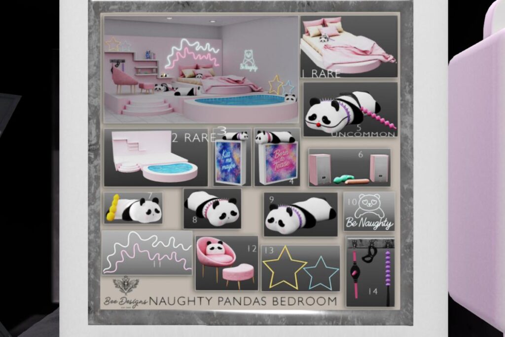 Naughty Pandas Bedroom, L$59 per play