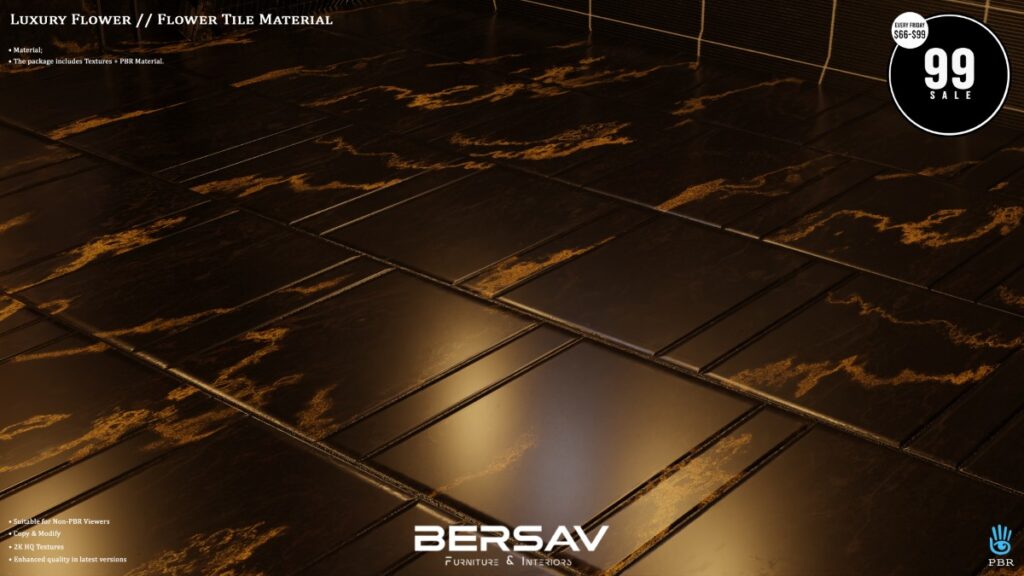 Luxury Flower Tile Material	<a href="http://maps.secondlife.com/secondlife/Abode/101/19/22" target="_blank">Teleport</a>